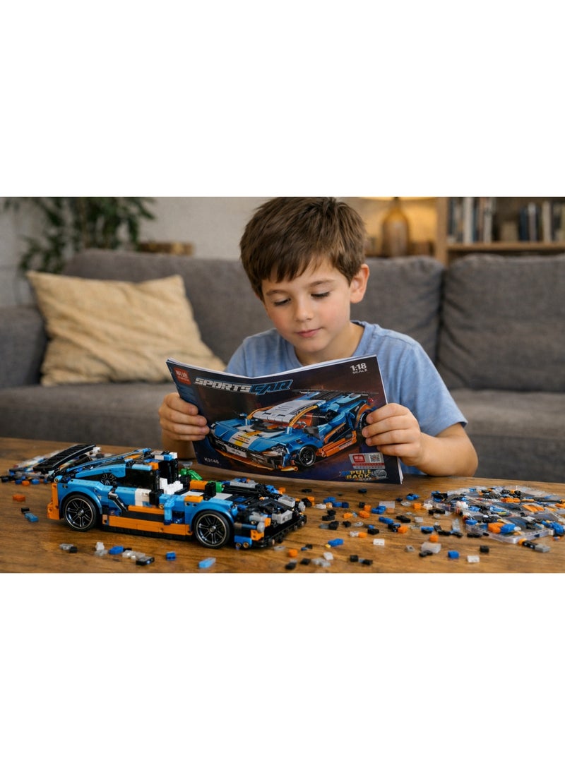 MINGDI Sports Racing Car Building Blocks Set – 606 Pieces | 1:18 Scale | Pull Back System | Premium Design - Image 5